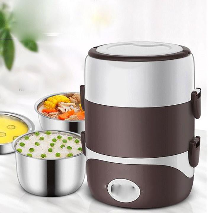 Cặp Lồng Cắm Điện 3 Tầng ruột inox Cao Cấp Giữ Nóng Thức Ăn Liên Tục
