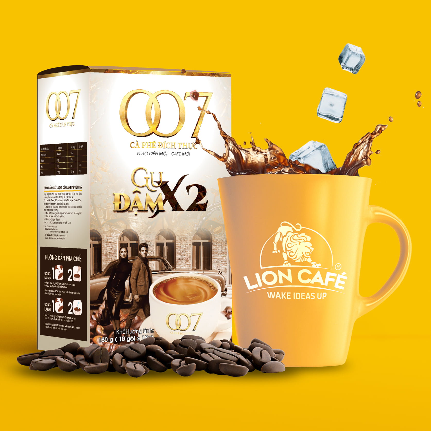 Cafe Hòa Tan 007 3in1 Gu đậm X2 10 Gói – 180gr