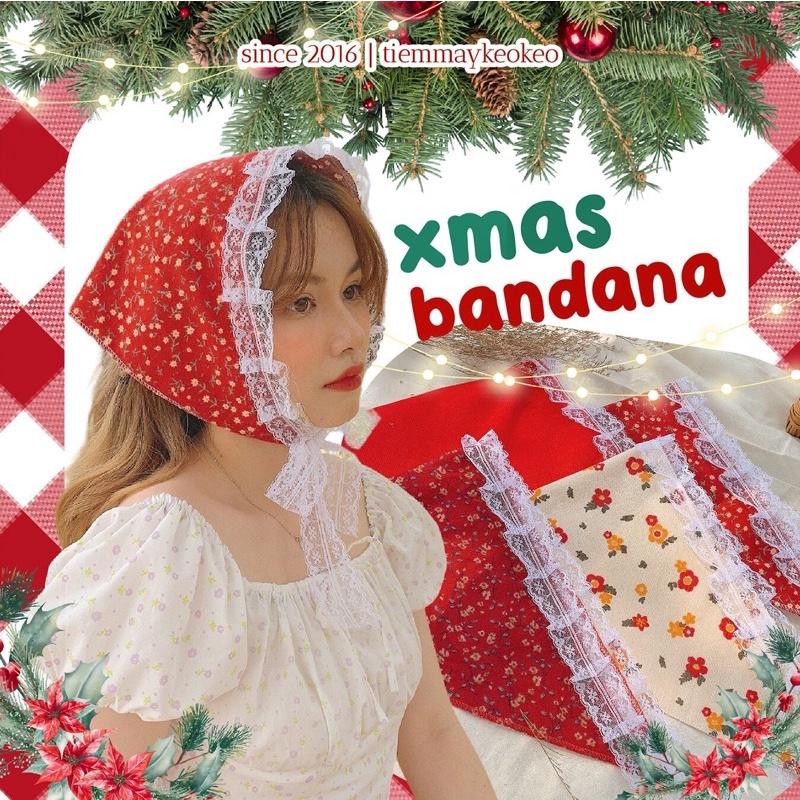 Khăn vải bandana Merry Christmas 2022 kích thước 50x50cm Giáng sinh an lành cùng Tiemmaykeokeo XMAS