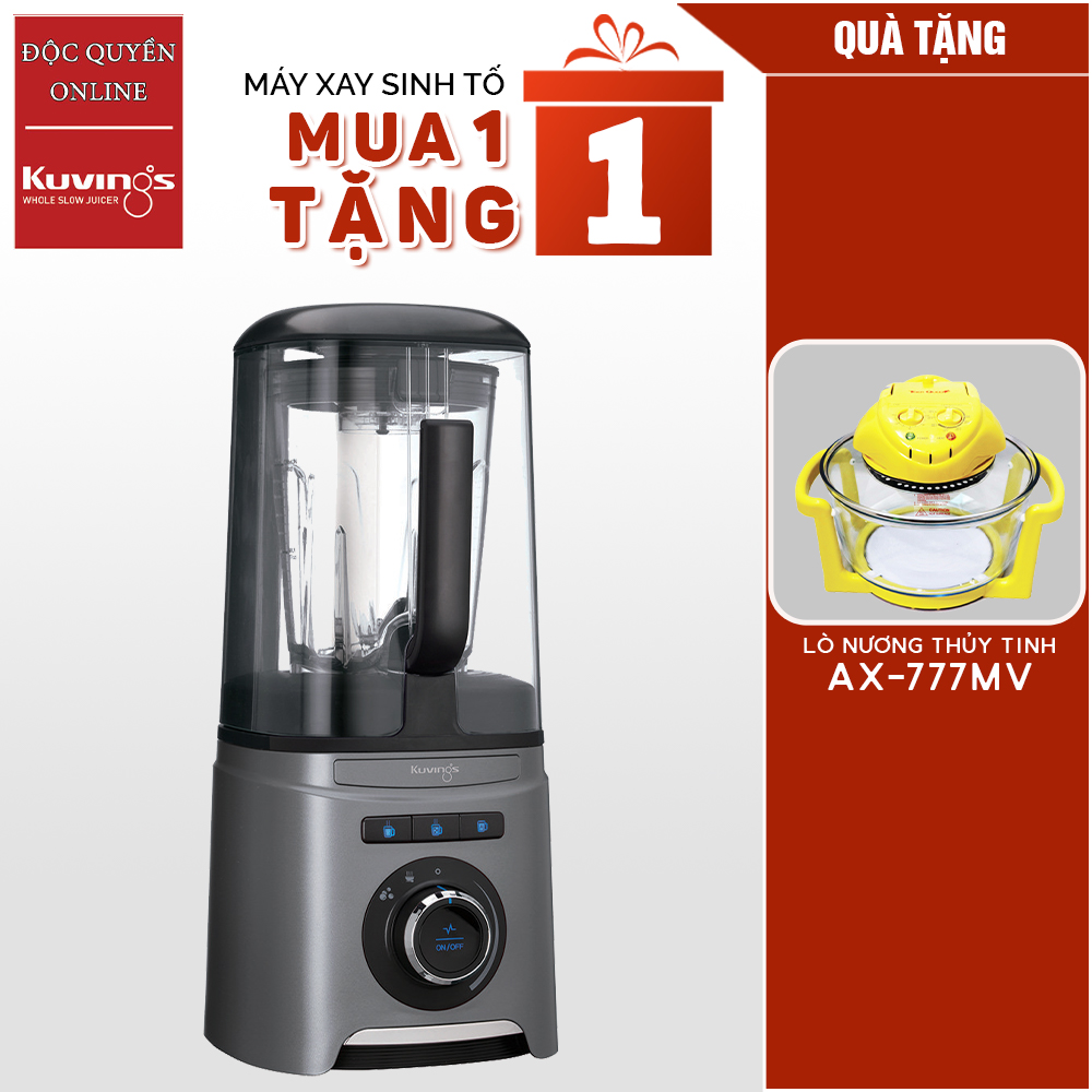 [MUA 1 TẶNG 1] Máy xay sinh tố chân không Kuvings SV-400MB (1.55L) Màu Bạc - TẶNG 1 LÒ NƯỚNG THỦY TINH TIGER AX-777MV - Hàng chính hãng