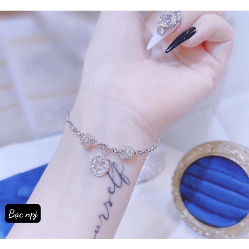 Lắc tết xoắn mix charm chữ , Vòng tay nữ Bạc Ta ️ SIÊU HOT ️ - Bạc Npj