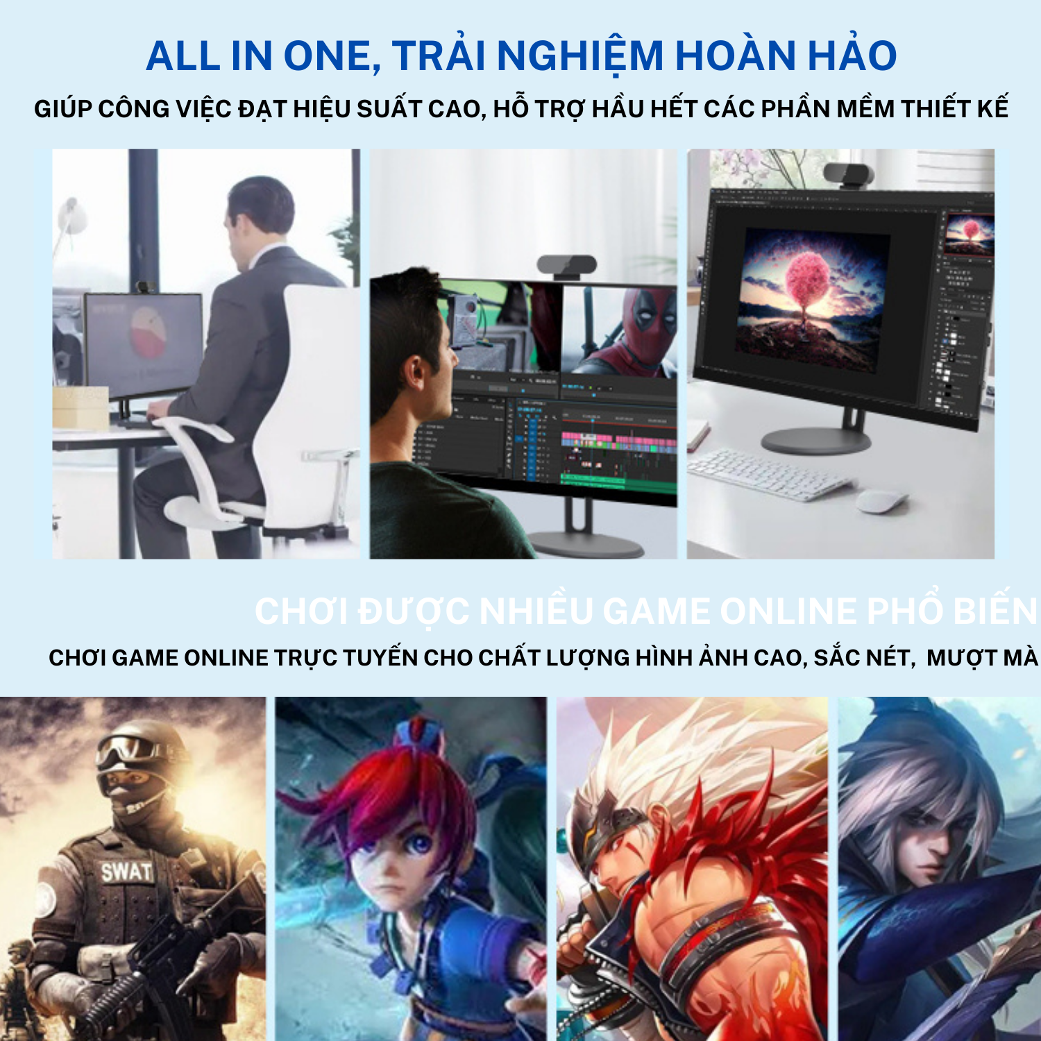 Máy tính all in one – PC Gaming – INTEL I5 10500H 6 lõi 12 luồng 4.5Ghz (Hàng chính hãng)