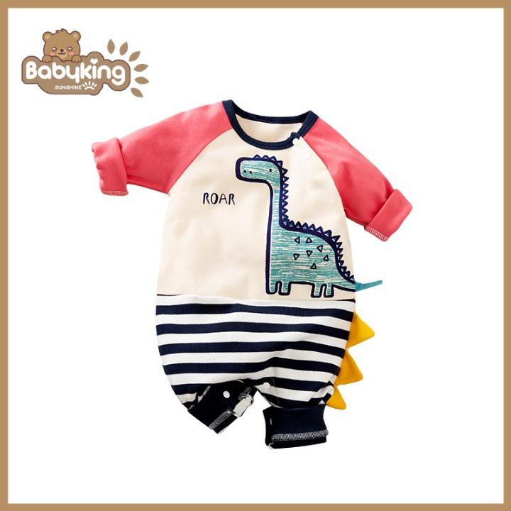 BodySuit giáng sinh noel cho bé,áo liền quần dễ thương dài tay kiểu khủng long tím đỏ (2356),cotton 100%,Aiueo Nhật