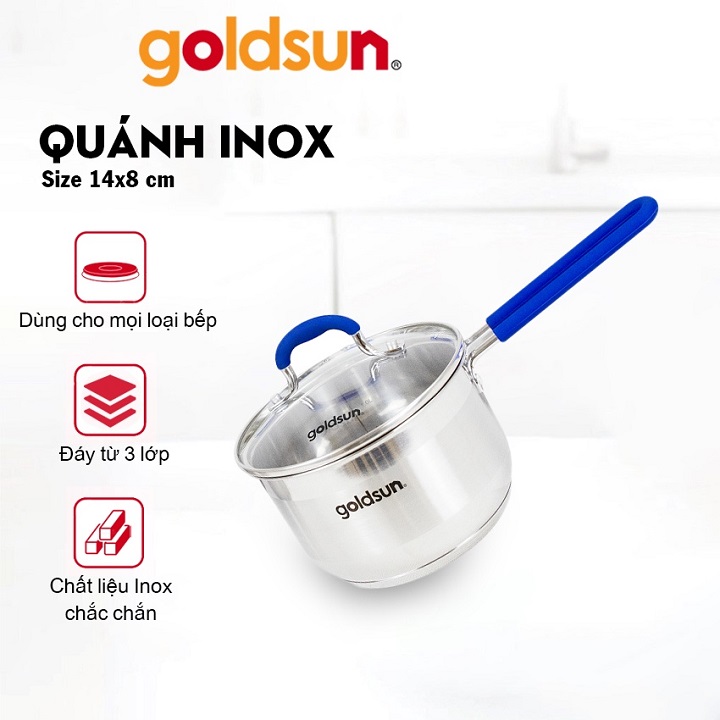 Quánh Inox 3 Đáy cao cấp Gold.sun Thích Hợp Cho Mọi Loại Bếp