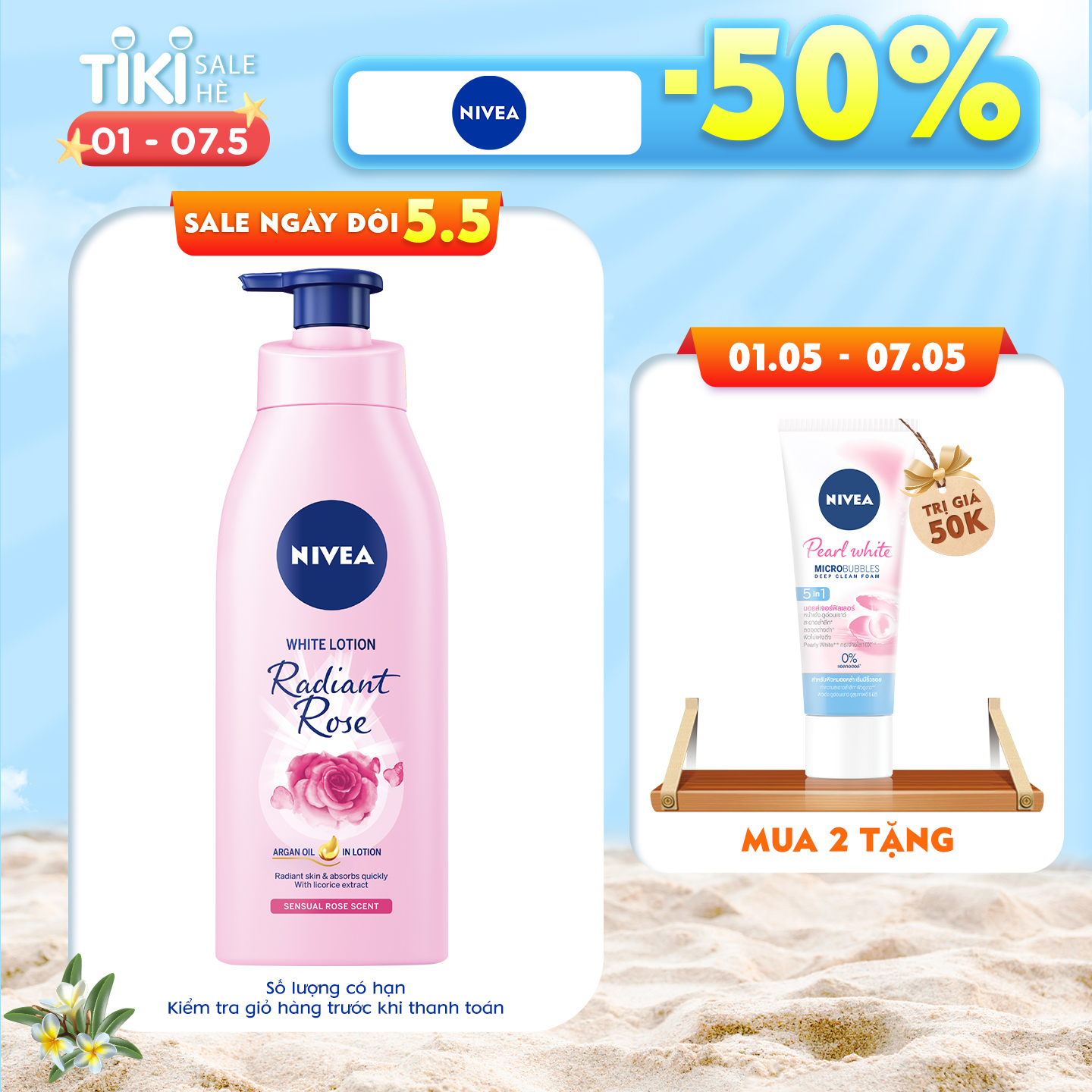 Sữa Dưỡng Thể NIVEA Sáng Da Hương Hoa Hồng (350 Ml) - 85707