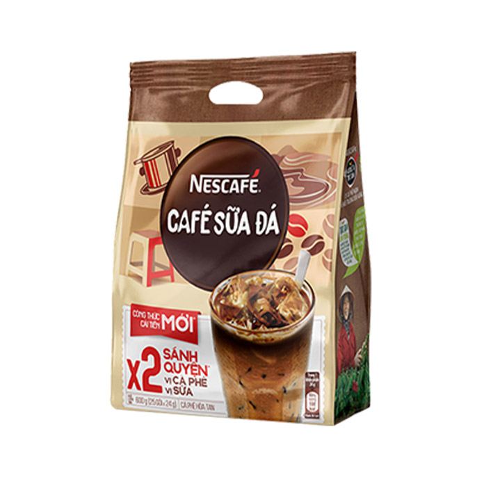 Cà phê hoà tan NESCAFÉ - CÀ PHÊ SỮA ĐÁ - COMBO 2 bịch x 25 gói x 24g - [TẶNG 4 HỘP NHỰA INOCHI 750ml &amp; 1000ml]