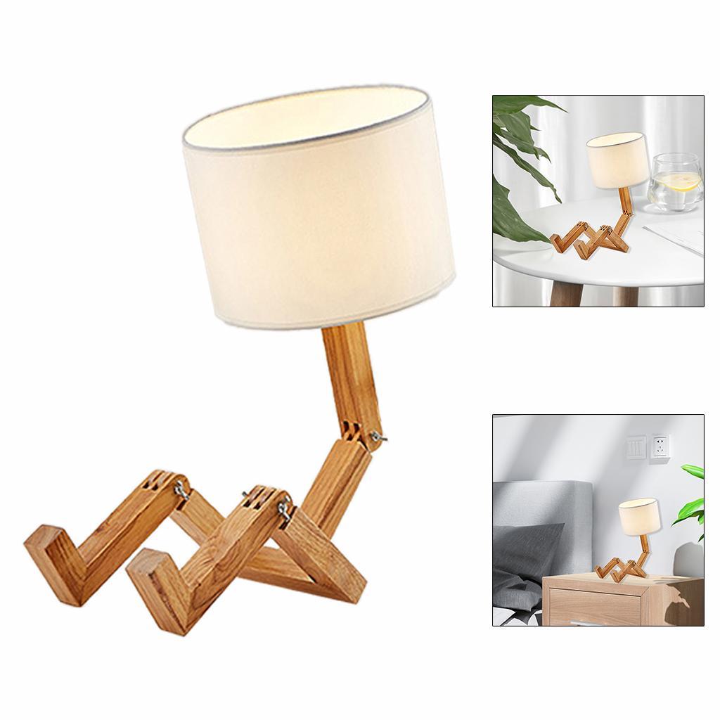 Table Lamp Adjustable Arm Reading Light Bedside Lamp w/Fabric Shade
