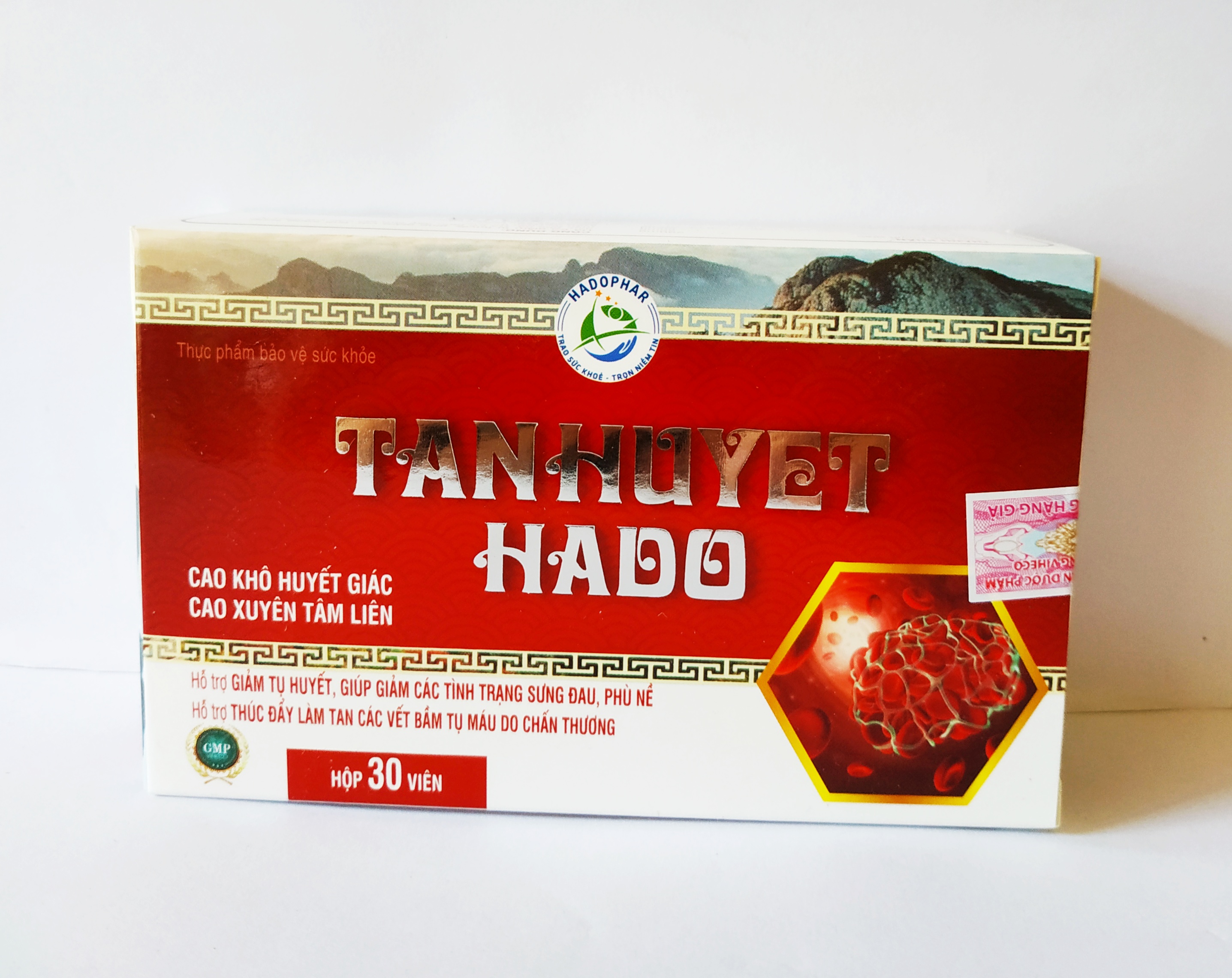 Tan Huyet Hado Chuyên Dùng Trong Spa – Giúp Làm Tan Vết Bầm Tím – Mau Lành Vết Thương - Huyết Giác - Hộp 30 Viên