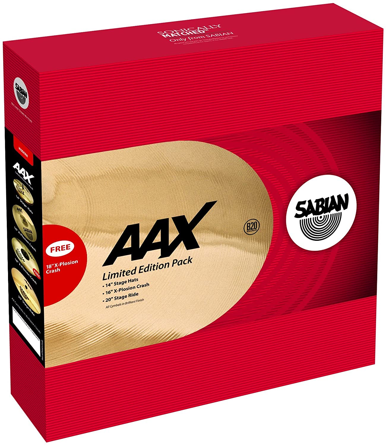 Bộ lá trống (Cymbal) SABIAN 25005XXP AA X-plosion (14'', 16'', 18'', 20'')– Hàng Chính Hãng