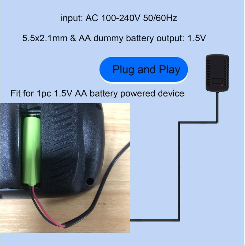1,5V LR6 AM3 AA Bộ điều hợp pin giả AC Bộ nguồn thay thế pin 1pc AA 1.5V cho thiết bị văn phòng hộ gia đình đồng hồ