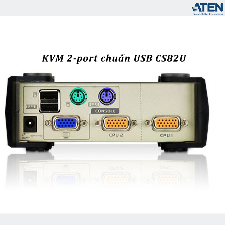 Bộ chuyển tín hiệu 2 CPU dùng chung 1 màn hình, ATEN CS82U KVM Switch dạng Desktop - Hàng chính hãng