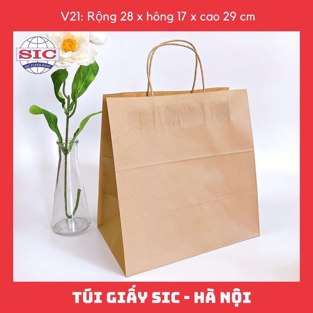 100 CHIẾC TÚI GIẤY KRAFT V21: 28x17x29cm CÓ QUAI