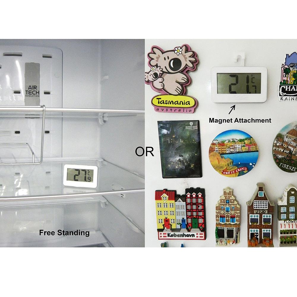 Digital LCD Refrigerator Thermometer Fridge Freezer Thermometer with Adjustable Stand Magnet Frost Alert Home Use