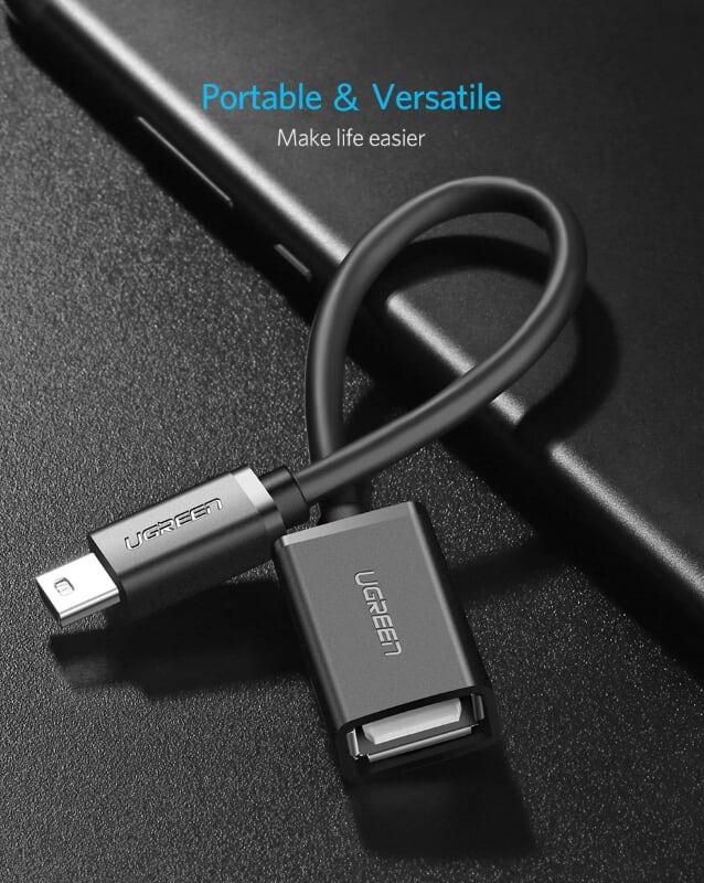 Ugreen UG40703US249TK 20CM màu Đen Cáp chuyển đổi MINI USB sang USB âm hỗ trợ OTG dáng dẹt - HÀNG CHÍNH HÃNG