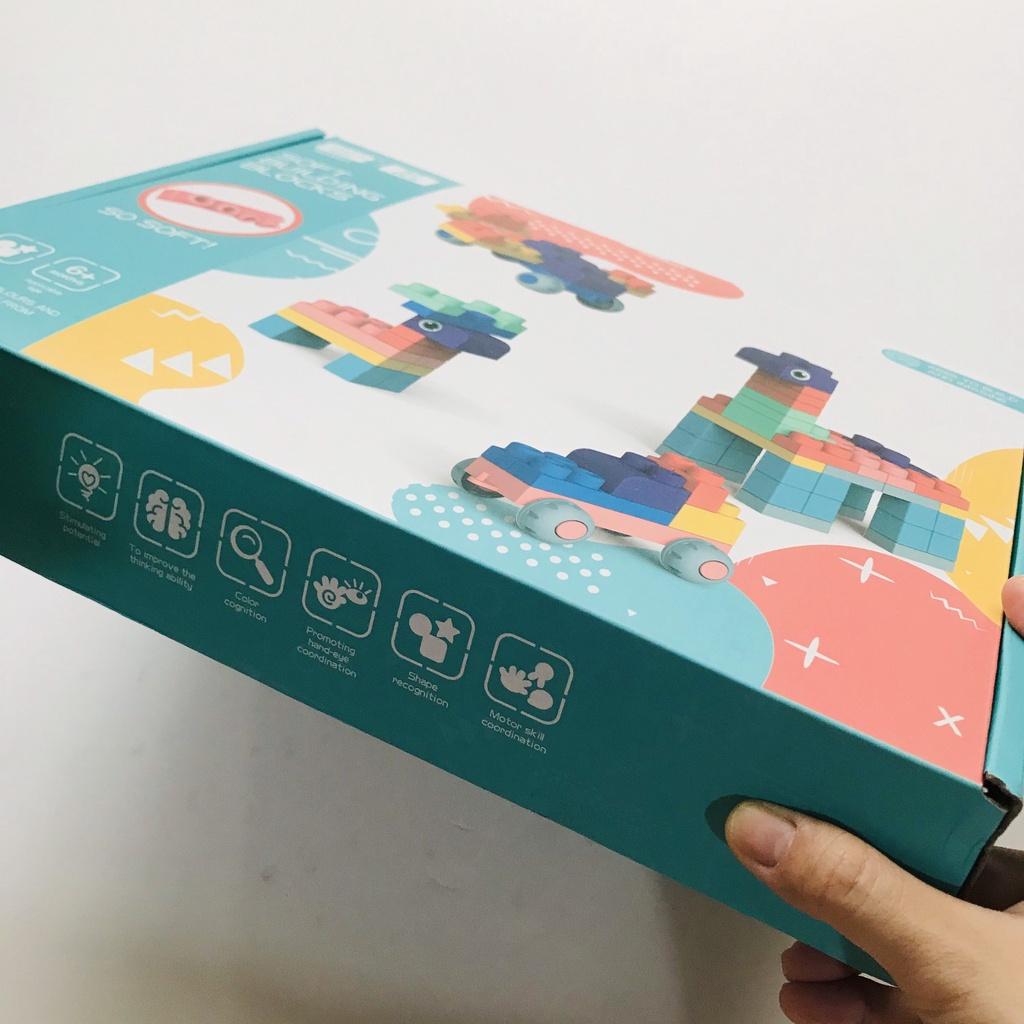 Lắp ghép nhựa dẻo lắp ghép 50 chi tiết kích thước siêu to cho bé nhỏ đồ chơi phát triển tư duy