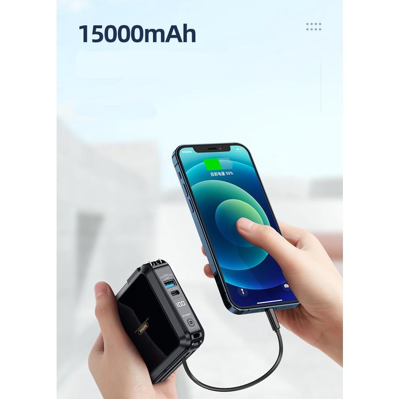 Cốc sạc nhanh kiêm pin sạc dự phòng đa năng Remax RPP-276 15000mAh tích hợp cáp sạc type C và iphone