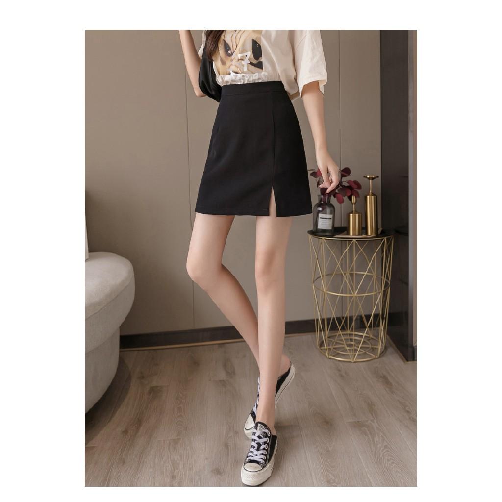 Chân Váy Chữ A Chân Váy Công Sở Lưng Cao Xẻ Tà  Màu Trơn Dễ Phối Đồ Trẻ Trung Thanh Lịch.