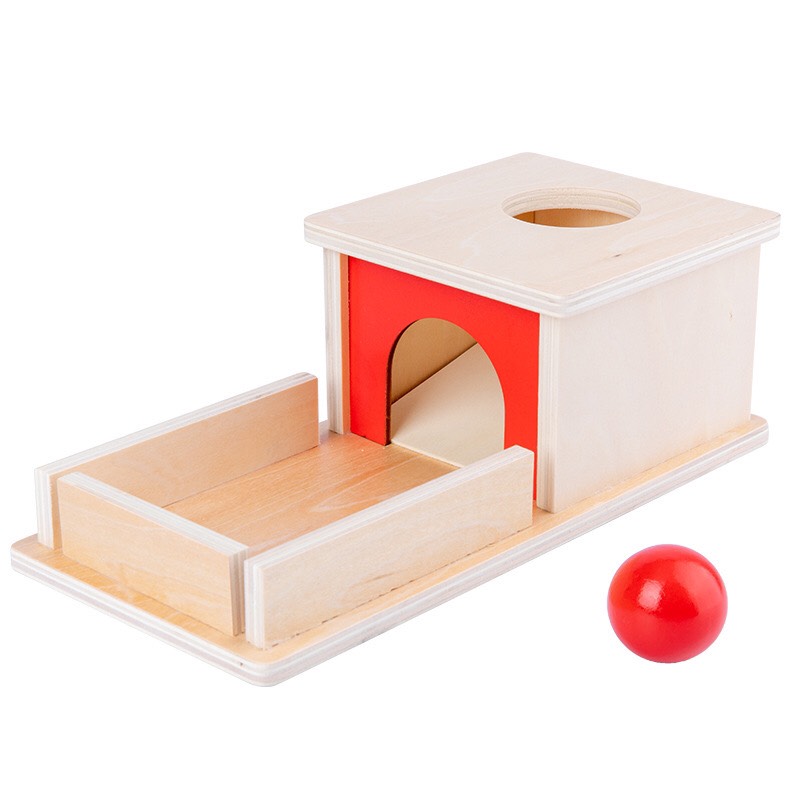 Giáo cụ Montessori cho bé từ 5 6 7 tháng đến 2 tuổi - Thả bóng vào hộp khay