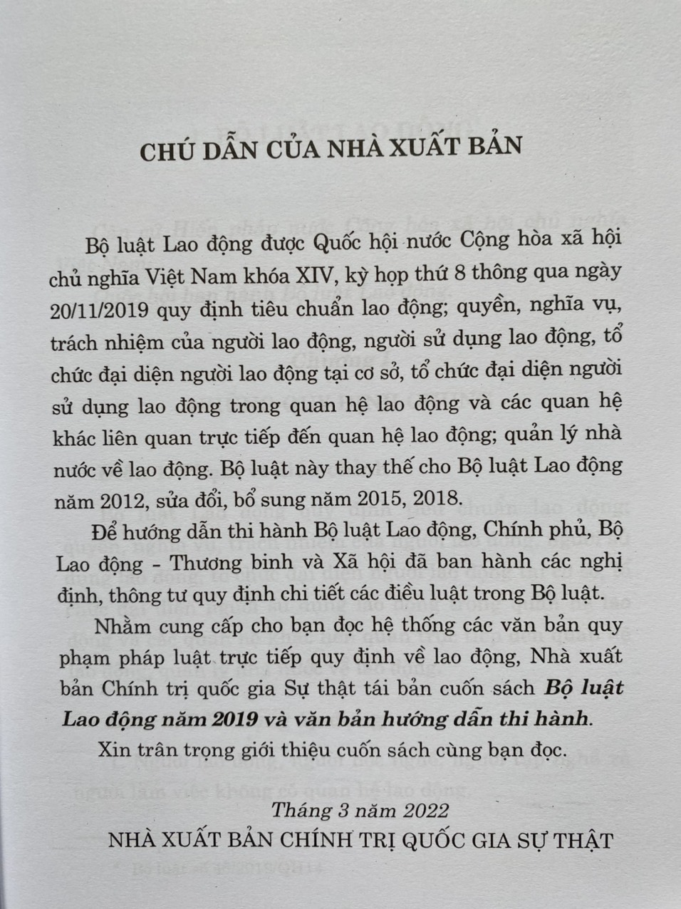 Bộ Luật Lao Động Năm 2015 Và Văn Bản Hướng Dẫn Thi Hành