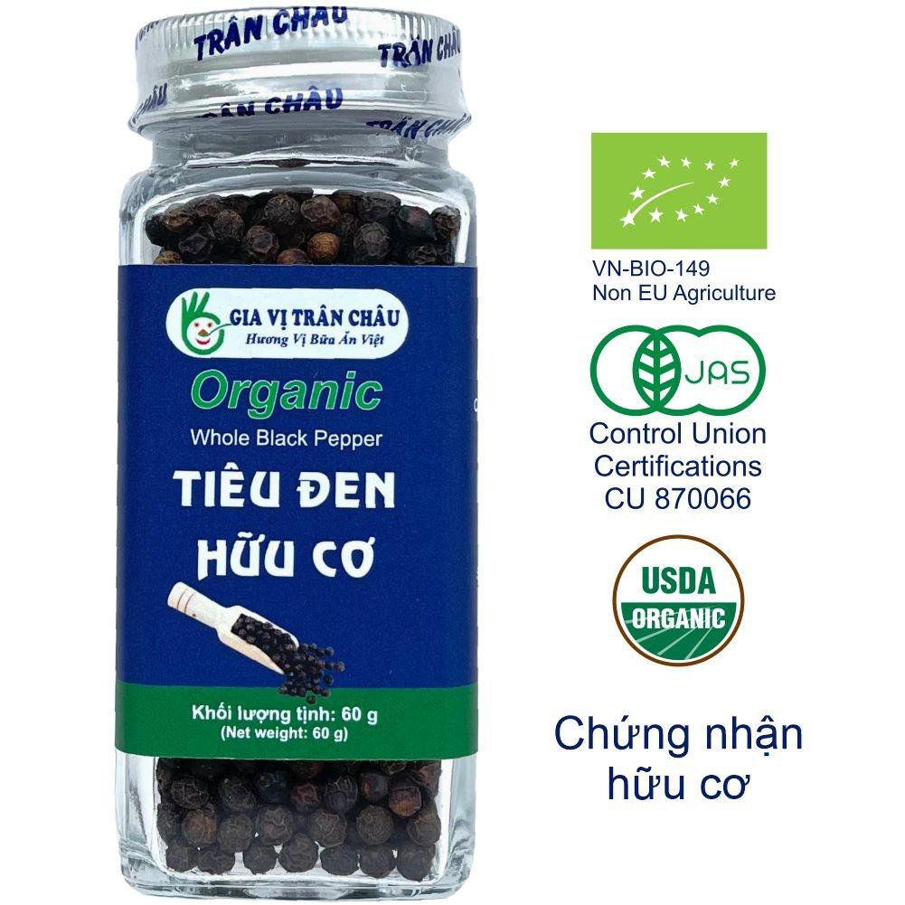 Tiêu đen hữu cơ Trân Châu hũ 60g