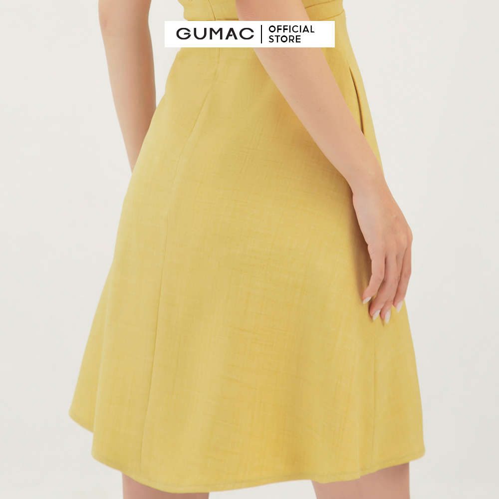Đầm nữ dáng xòe thiết kế cúp ngực nơ vai GUMAC DB374