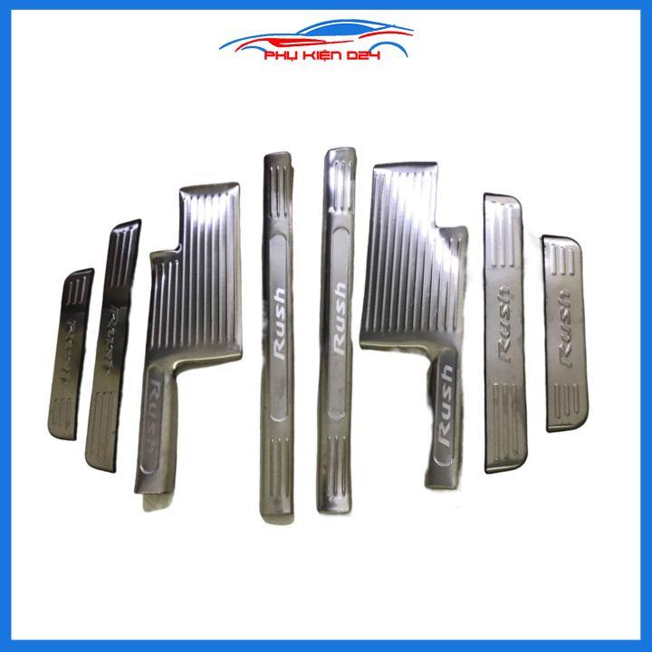 Bộ ốp bậc cửa trong ngoài nẹp bước chân Rush 2018-2019-2020 Inox chống trầy trang trí xe