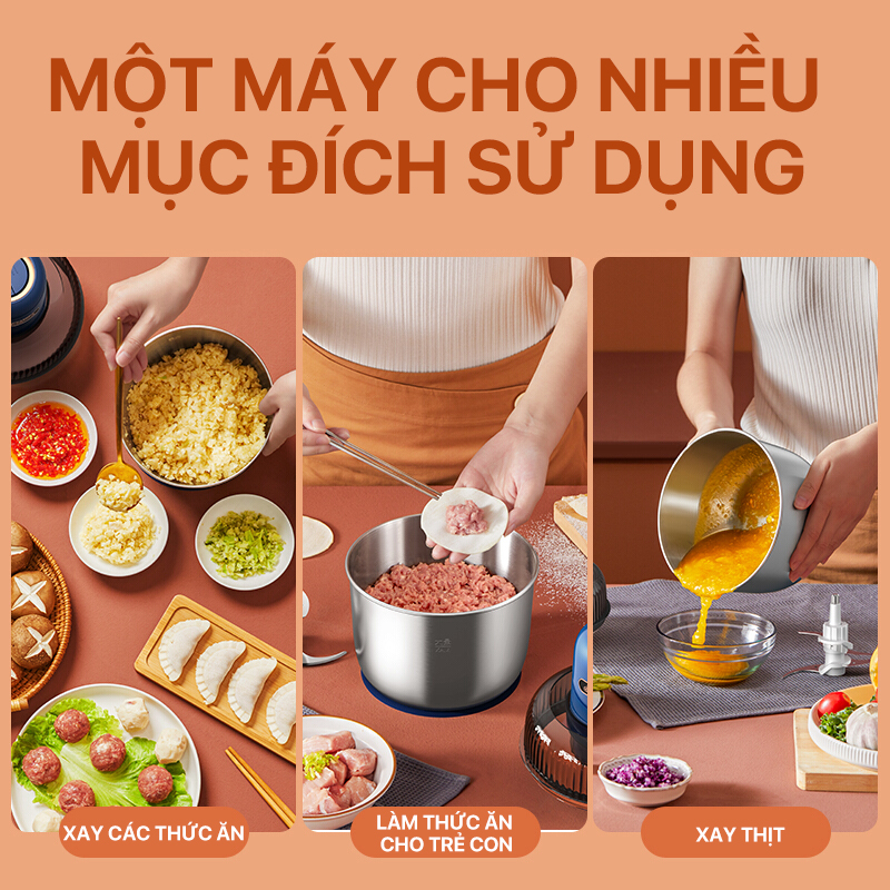 Máy xay thịt đa năng Deerma JR02 - Hàng Nhập Khẩu