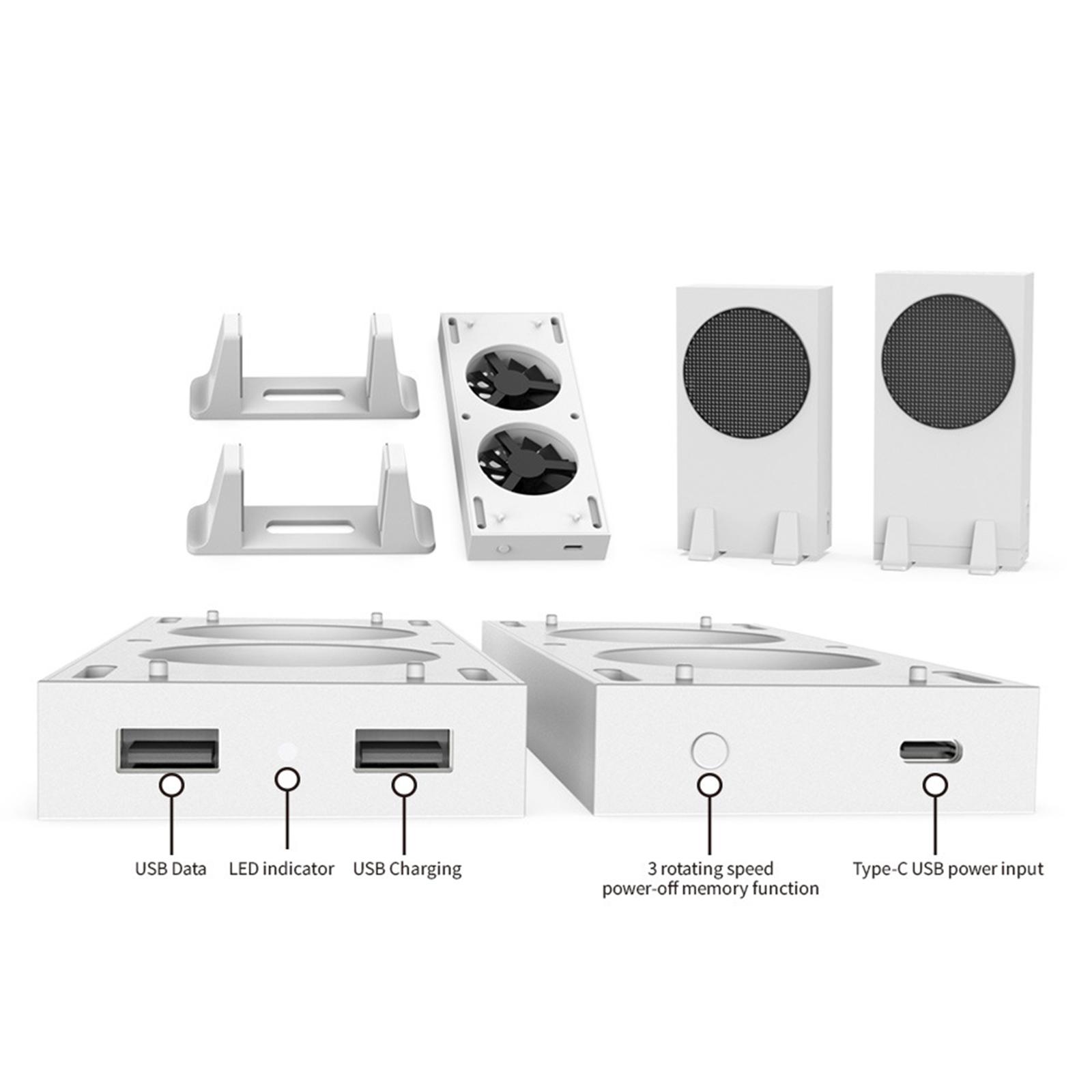 Vertical Stand for Xbox Series X with Cooling Fan, Charging Station Dock for Xbox Series X Controller, White Cooling Fan