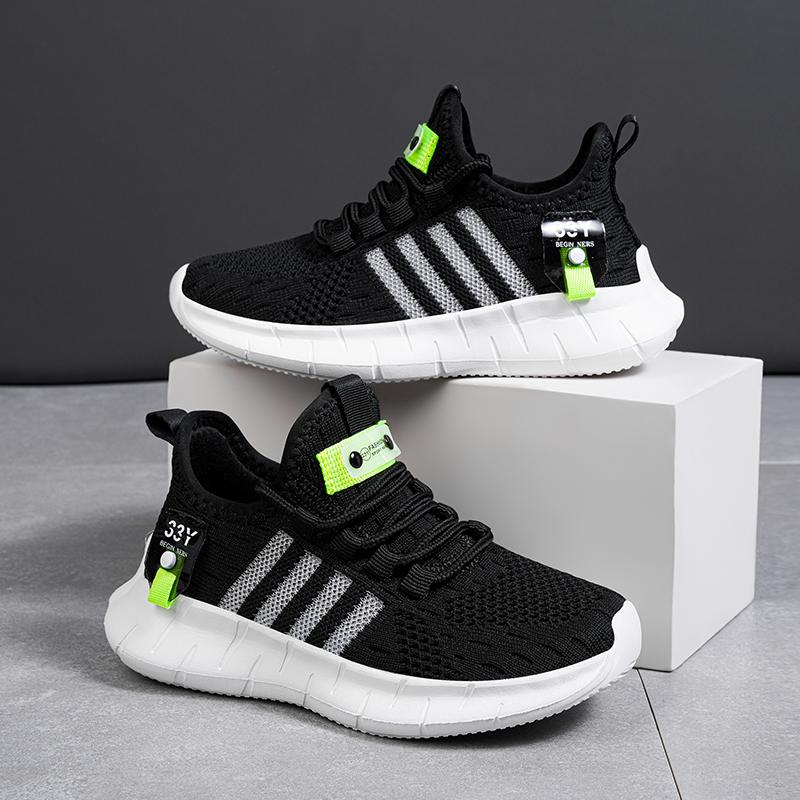 Size 26-38 Trẻ Em Giày Thoáng Khí Trẻ Em Chạy Bộ Nhẹ Thoáng Khí Giày Tập Giày Trẻ Em Bé Trai Color: black Shoe Size: 32