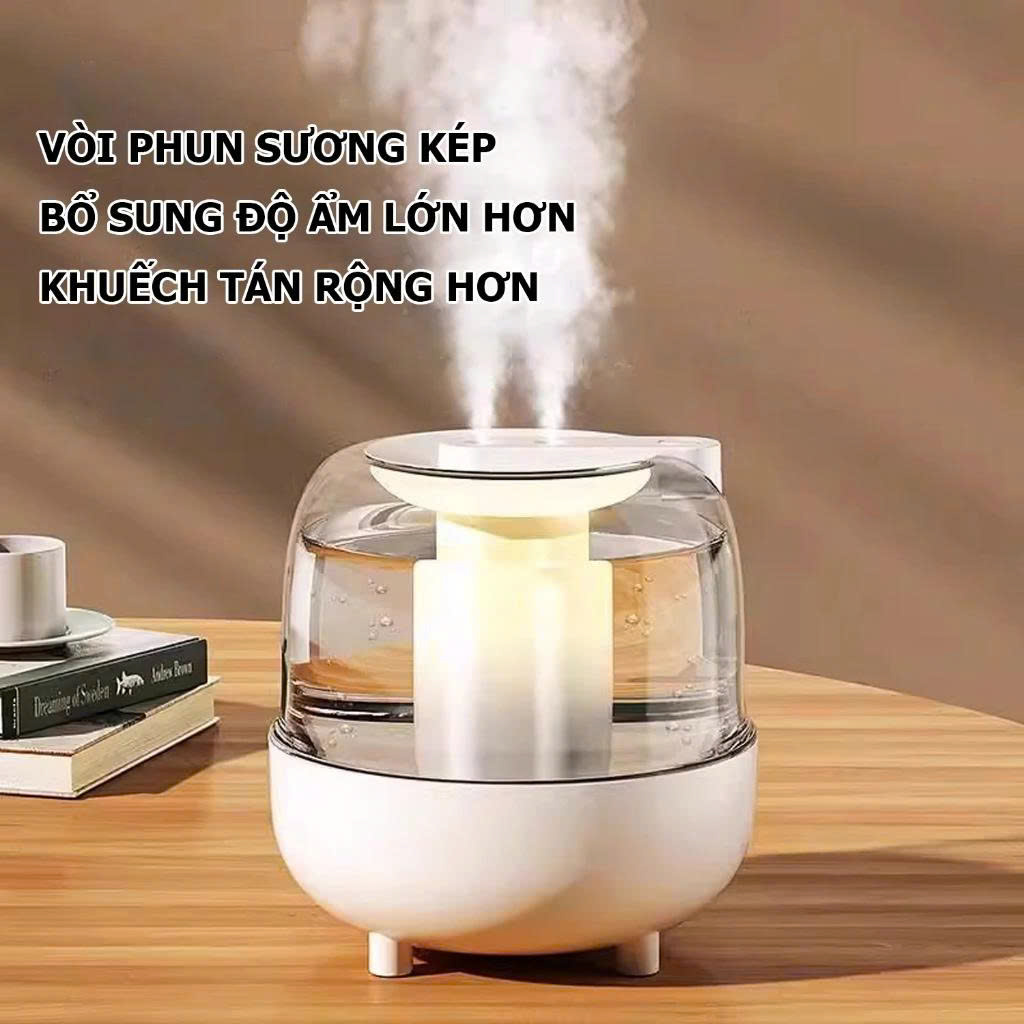 Máy Phun Sương Tạo Ẩm K16 3.5L Có Đèn UV Khử Khuẩn, Đèn Ngủ LED Hiển Thị Độ Ẩm, Máy Tạo Ẩm Không Khí Mini - HÀNG CHÍNH HÃNG MINIIN