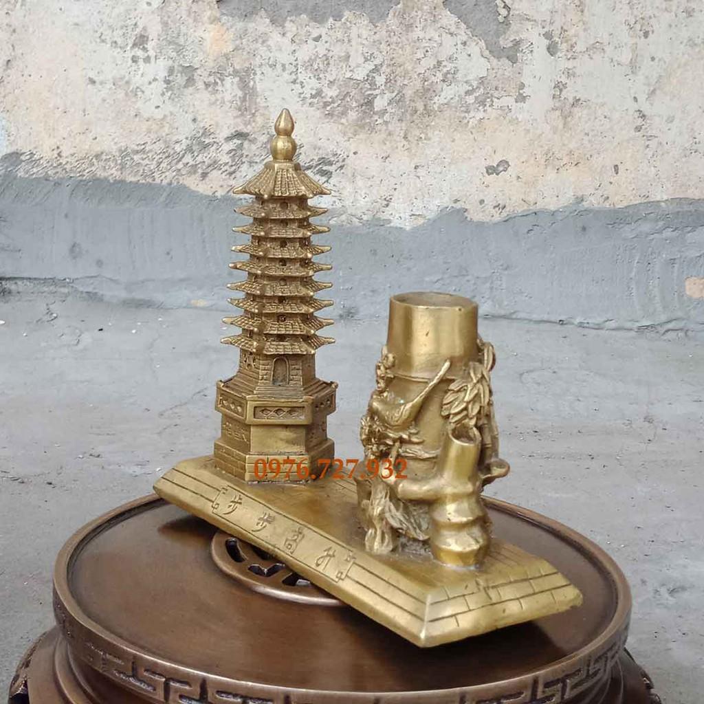 Tháp văn xương 9 tầng có ống bút, tháp văn xương bằng đồng