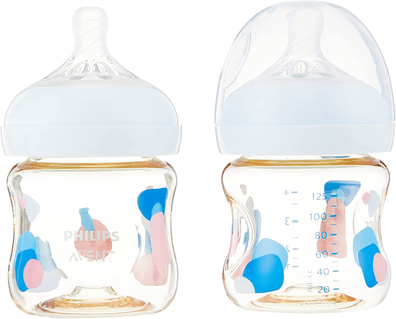 Philips Avent Hộp 2 Bình sữa PPSU thiết kế tự nhiên 125ml cho trẻ từ 0 tháng tuổi SCF581/20