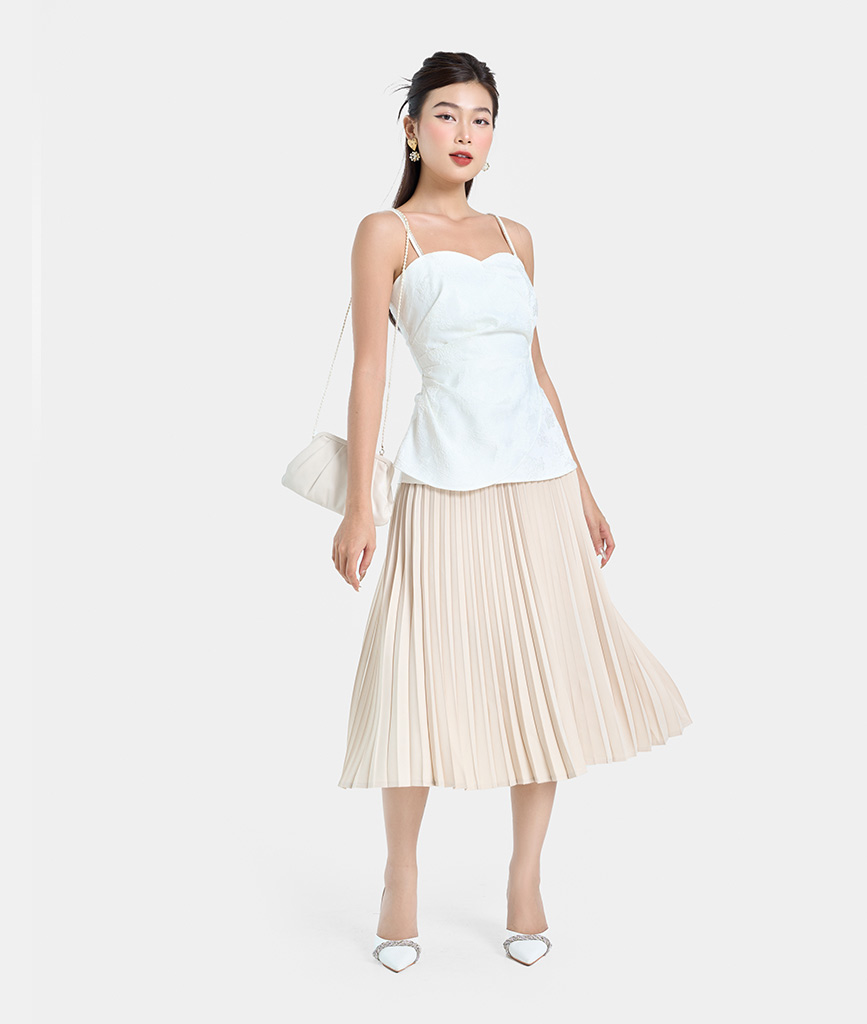 Áo Kiểu Nữ Thời Trang HNOSS 2 Dây Đính Đá Xếp Eo HNAKI073