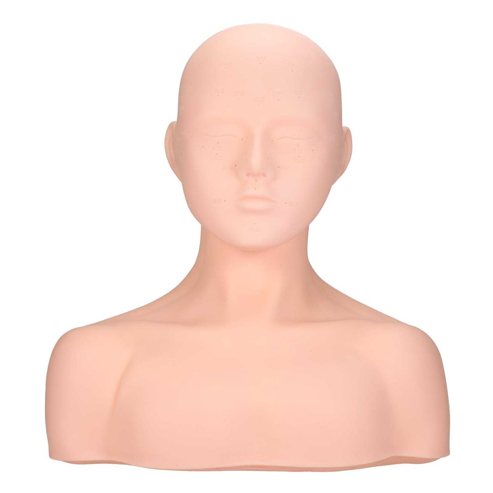 Đầu ma-nơ-canh bằng nhựa PVC mềm có các huyệt đạo để thực hành các kỹ thuật massage mặt.nối mi, trang điểm