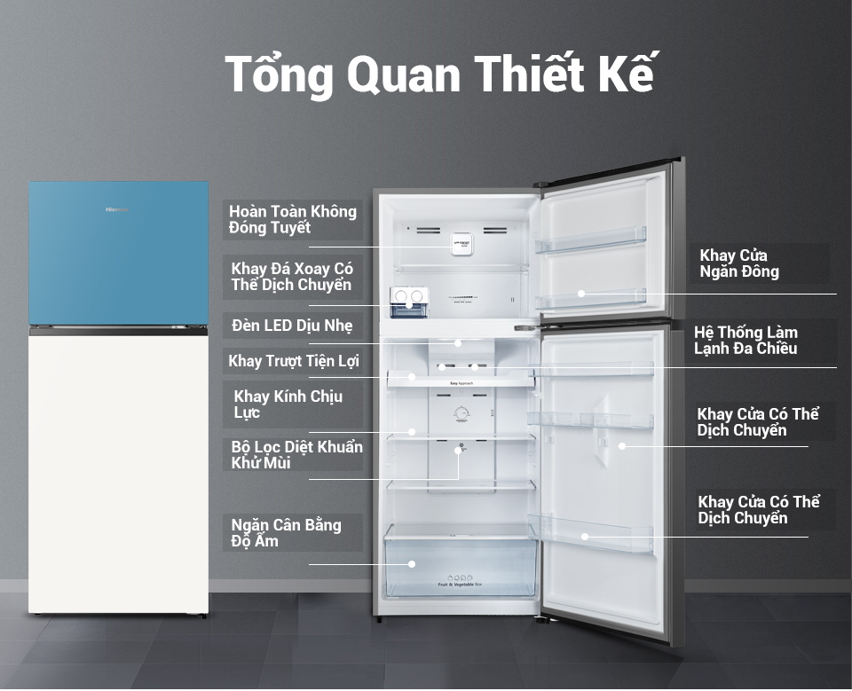 Tủ lạnh Hisense Inverter Pro 424L RT549N4EBU tiết kiệm năng lượng, bảo hành 3 năm - HÀNG CHÍNH HÃNG