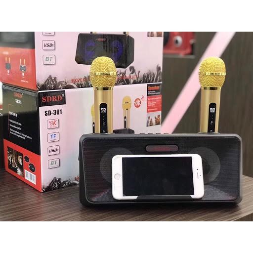 Loa Bluetooth SD-301 Plus. Âm Thanh To, Rõ Ràng, Kiểu Dáng Hình Hộp Cực Sang Trọng. Tặng Kèm 2 Tay Mic, Dễ Dàng Sử Dụng