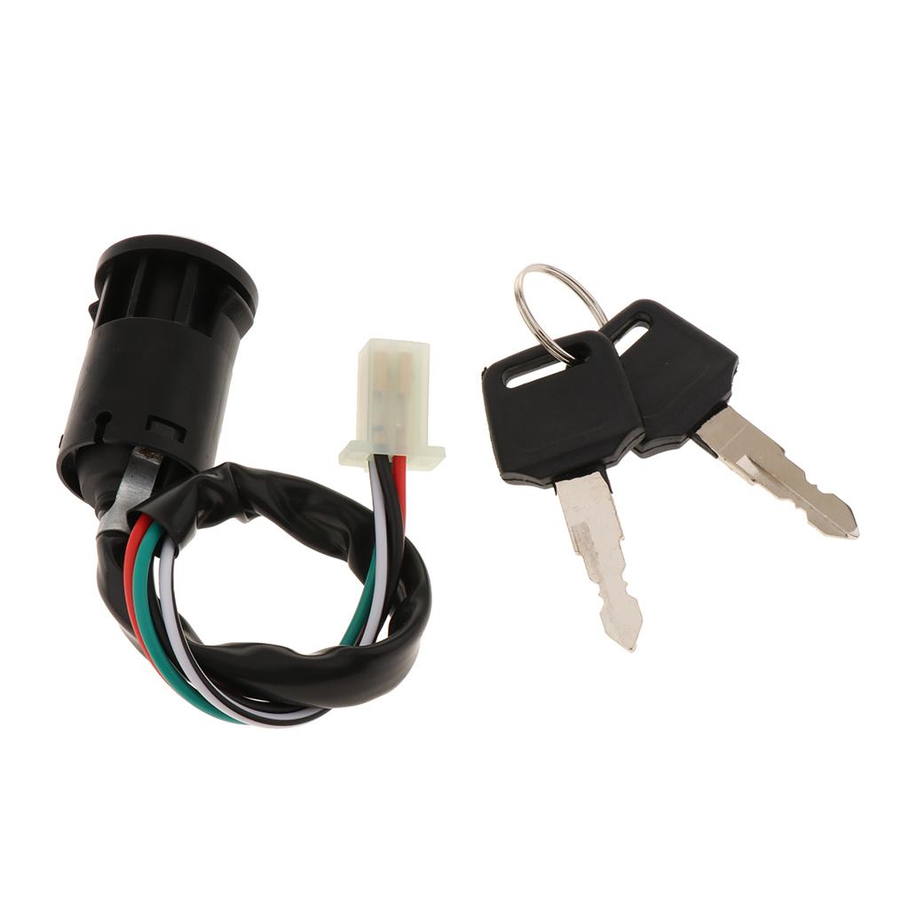 Black  Ignition Key Switch Replacement 4 Wire Ignition Key Switch