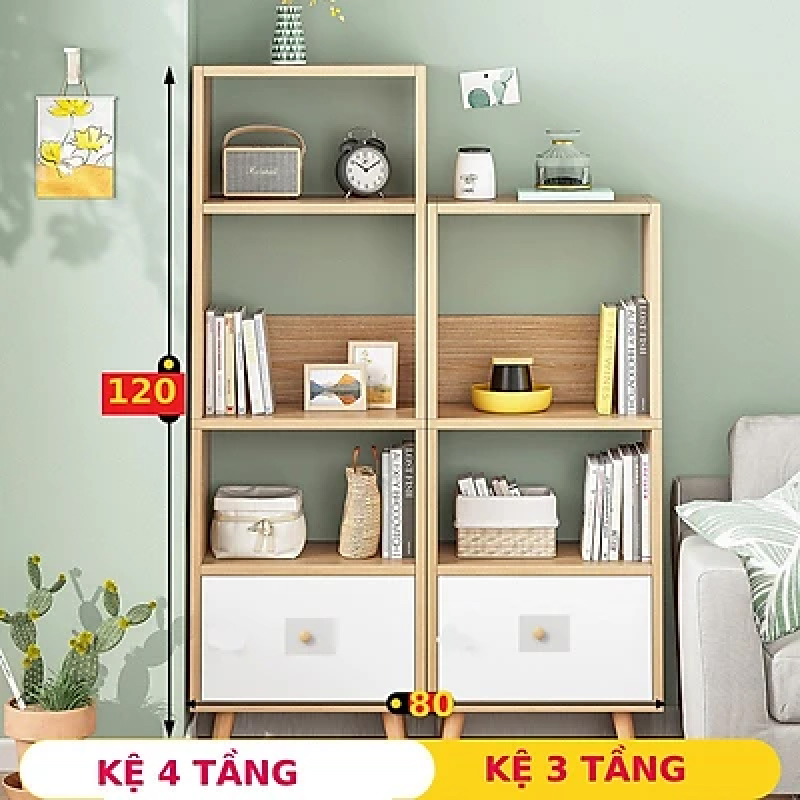 Kệ tủ gỗ 3-4-5 tầng. Chất liệu gỗ MDF cao cấp, sang trọng, độ bền cao. Chân gỗ . Thiết kế hiện đại