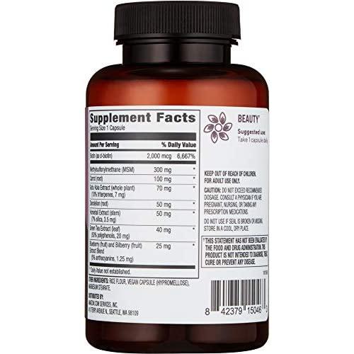 Amazon Brand - Revly Vegan Hair, Skin, & Nails Complex with Biotin 2000 mcg, 90 Capsules, 3 Month Supply