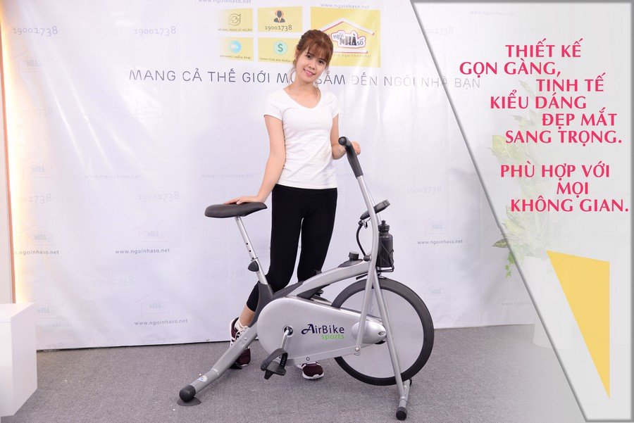 Xe Đạp Tập Thể Dục Air Bike MK98 Màu Xám Bạc cđ ôồng hồ đo nhịp tim