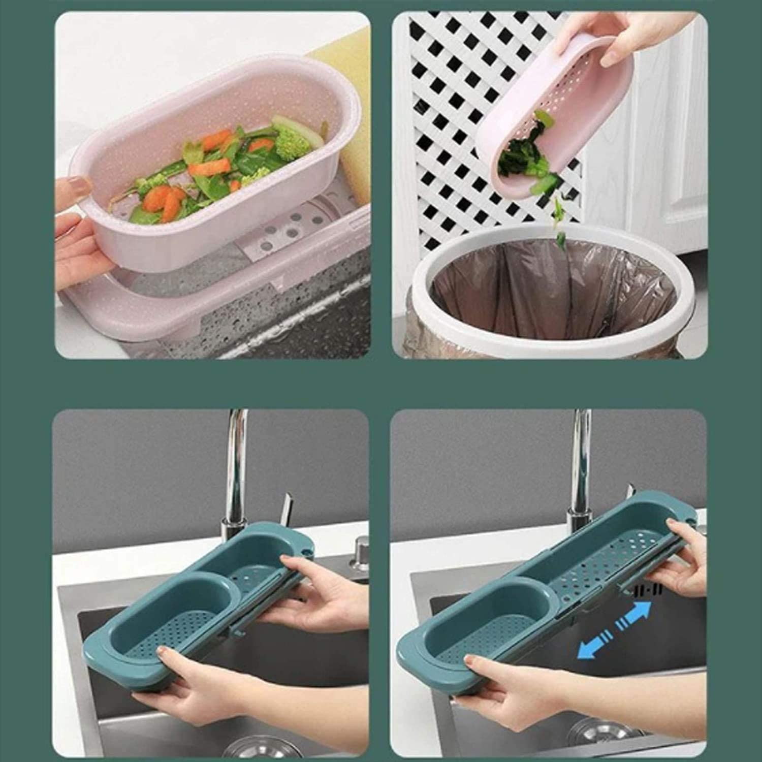 Kệ Để Đồ Rửa Bát, Giẻ Rửa Bát, Rửa Chén Kèm Khay Lọc Rác Thông Minh
