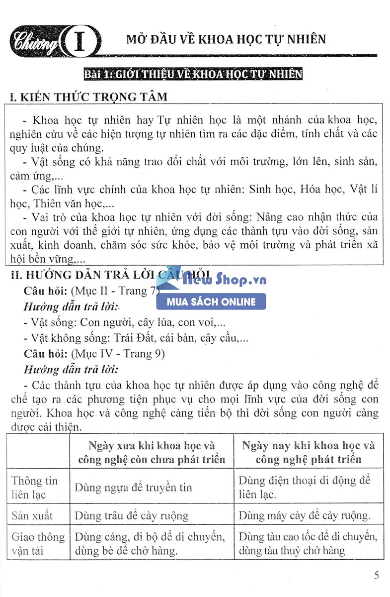 HƯỚNG DẪN TRẢ LỜI CÂU HỎI KHOA HỌC TỰ NHIÊN 6 (BÁM SÁT SGK KẾT NỐI TRI THỨC VỚI CUỘC SỐNG)