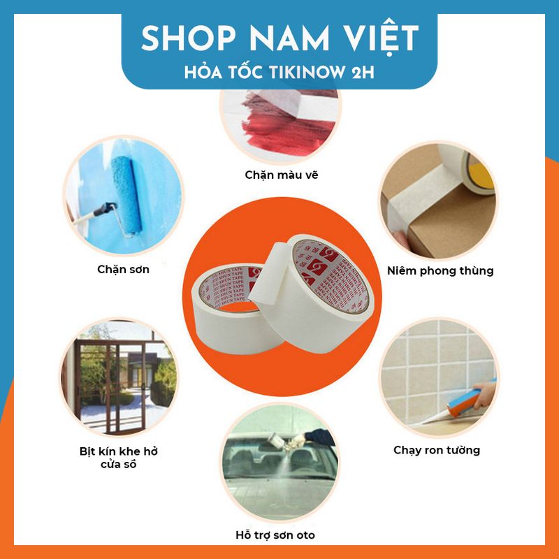 Băng Keo Giấy Chặn Sơn, Chặn Màu Không Để Lại Vết Keo (Bộ 3 Cuộn)