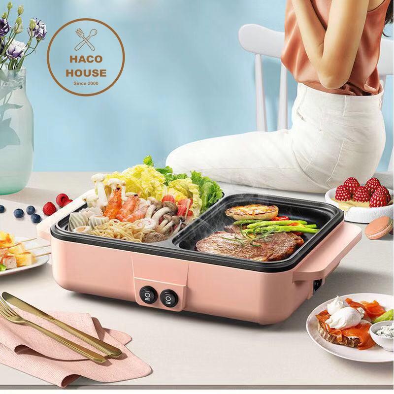 Nồi Lẩu Kiêm Nướng 2in1 Mini Hàn Quốc Bếp Lẩu Nướng Đa Năng Cao Cấp