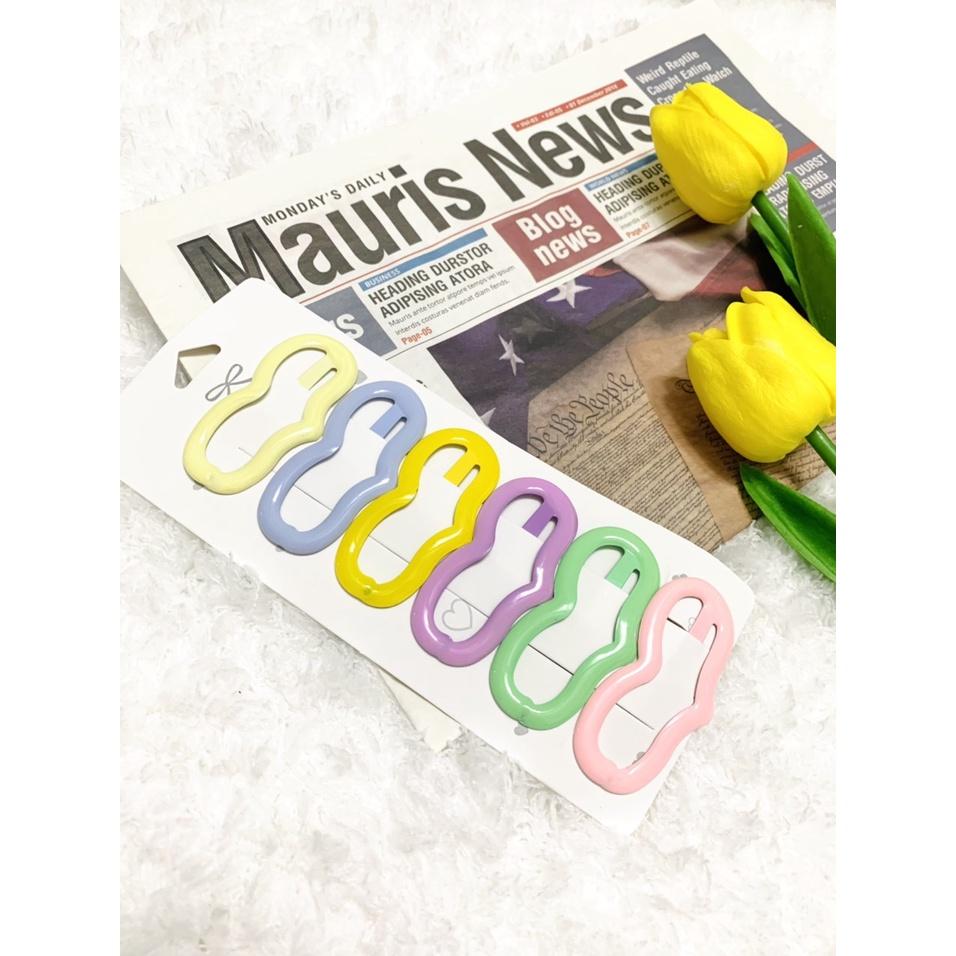SET6- KẸP BẤM PHỦ BÓNG MÀU PASTEL NHẸ NHÀNG NỮ TÍNH CHO MẸ VÀ BÉ - NUNAM SHOP