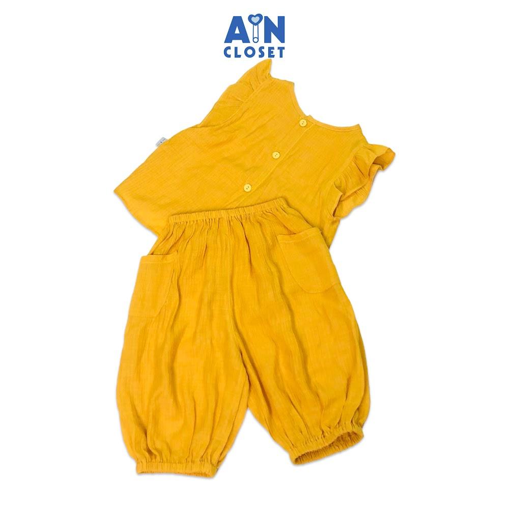 Bộ quần áo lửng bé gái Vàng dứa cotton lụa - AICDBGFQWJMF - AIN Closet