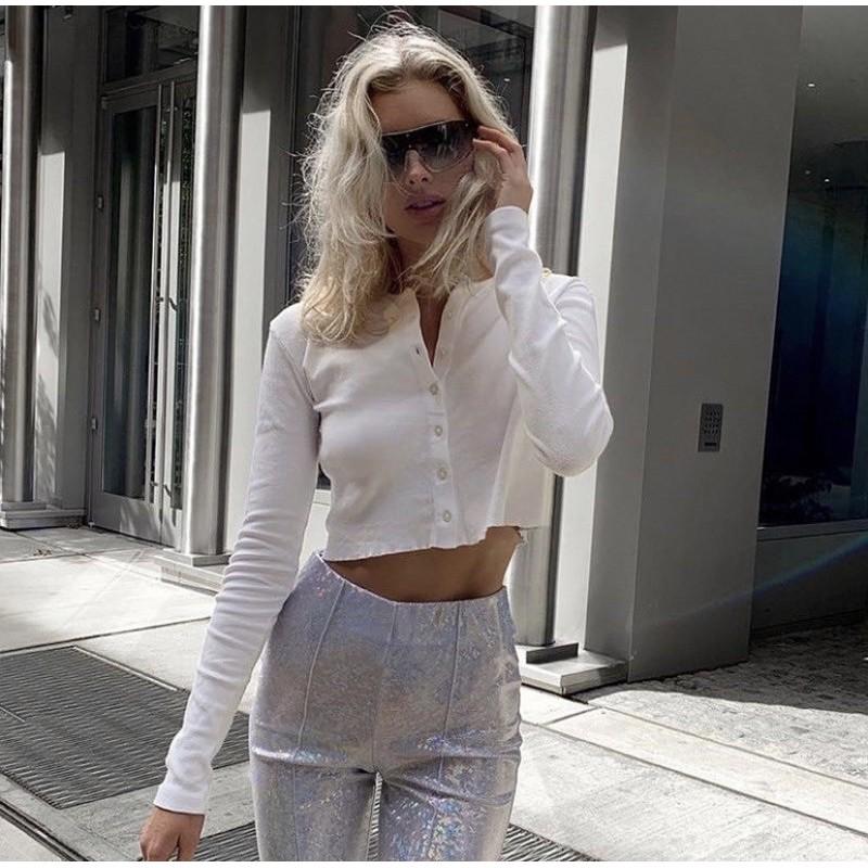 Crop-top tay dài