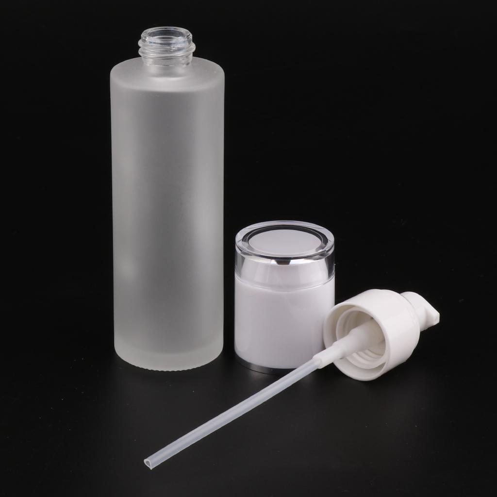 5 Pcs 80ml Glass Empty Bottles with Pump, Travel Cosmetic Bottle Dispenser,Great for Refill Cream/Serum/Skin Care/Lotions