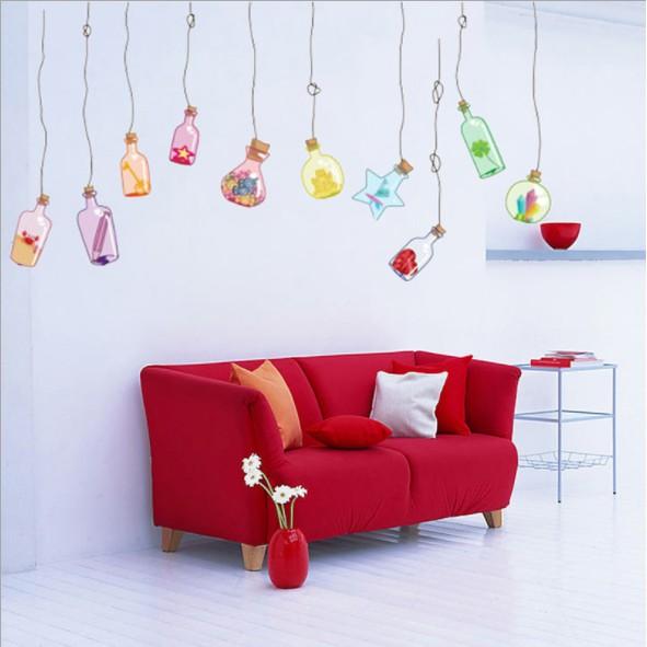 Decal trang trí dây treo bình sắc màu