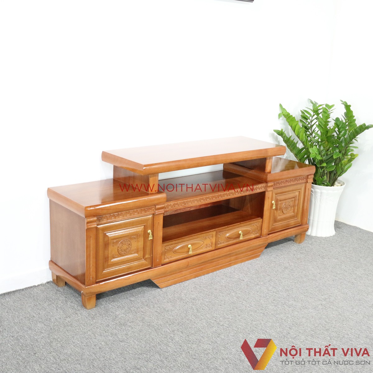 Kệ Tivi Gỗ Xoan Đào 2 Tầng Sang Trọng Đẹp Giá Rẻ